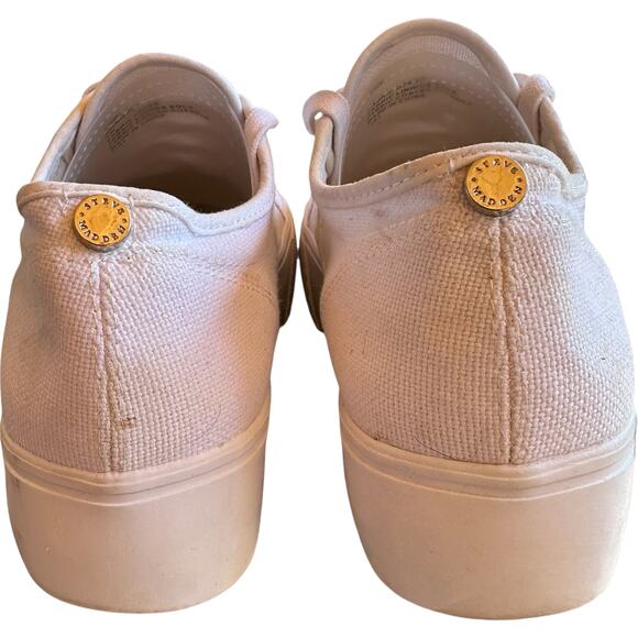 Steve Madden White Platform Sneaker SZ 8 Lace Up Chunky Y2K Streetwear Retro - Picture 5 of 9